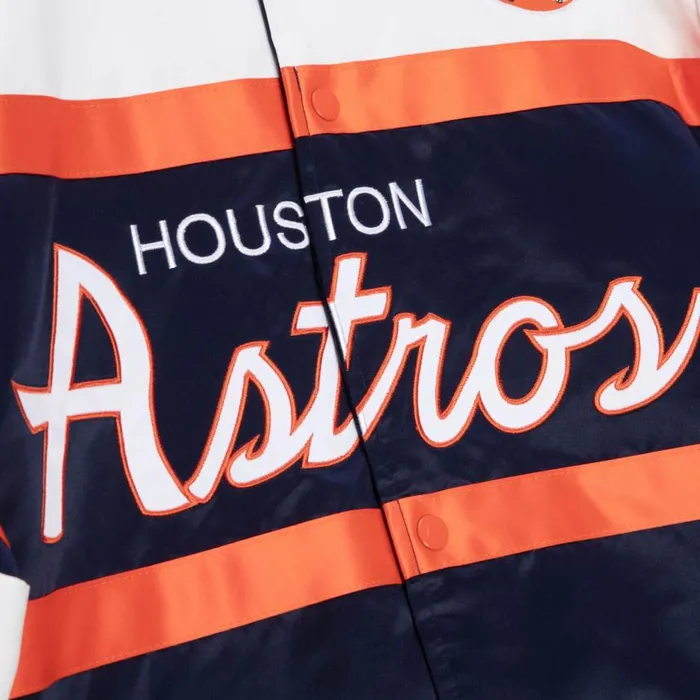 Mitchell and Ness Special Script Heavyweight Satin Jacket Houston Astros Men Jackets and Outerwear Mitchell and Ness Special Script Heavyweight Satin Jacket Houston Astros Men Jackets and Outerwear