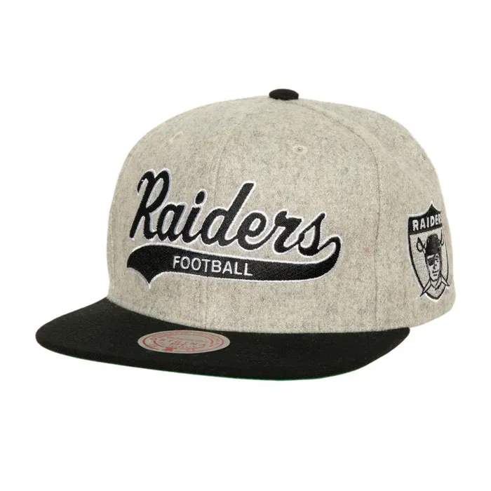 Mitchell and Ness Tailsweep 20 Melton Snapback Oakland Raiders Men Hats and Headwear Mitchell and Ness Tailsweep 20 Melton Snapback Oakland Raiders Men Hats and Headwear