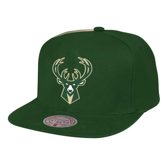 Mitchell and Ness Tapestry Snapback Milwaukee Bucks Men Hats and Headwear
