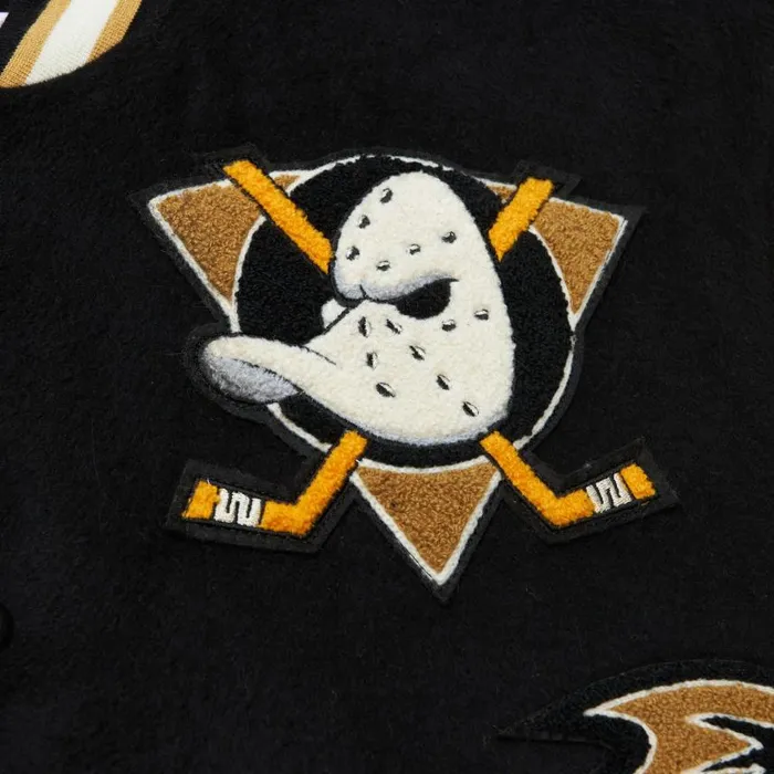 Mitchell and Ness Team Legacy Varsity Jacket Anaheim Ducks Men Jackets and Outerwear Mitchell and Ness Team Legacy Varsity Jacket Anaheim Ducks Men Jackets and Outerwear