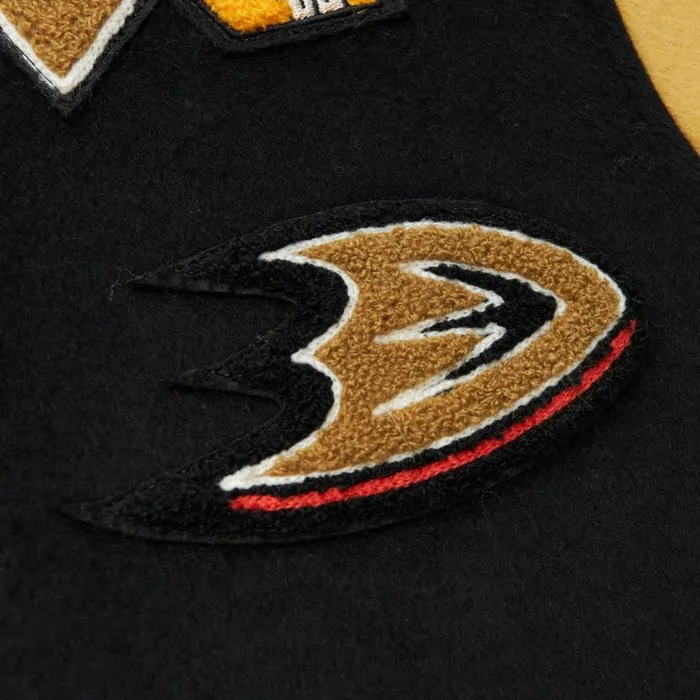 Mitchell and Ness Team Legacy Varsity Jacket Anaheim Ducks Men Jackets and Outerwear Mitchell and Ness Team Legacy Varsity Jacket Anaheim Ducks Men Jackets and Outerwear