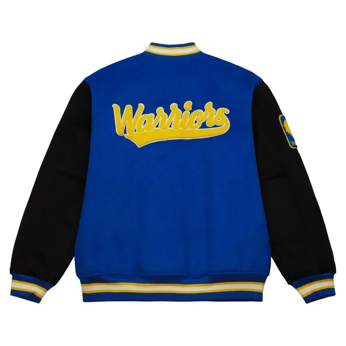 Mitchell and Ness Team Legacy Varsity Jacket Golden State Warriors Men Jackets and Outerwear Mitchell and Ness Team Legacy Varsity Jacket Golden State Warriors Men Jackets and Outerwear