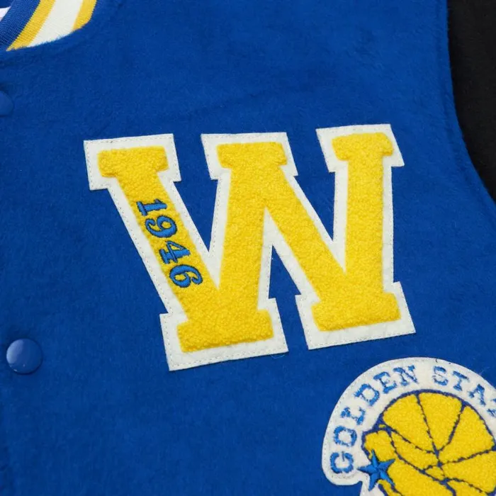 Mitchell and Ness Team Legacy Varsity Jacket Golden State Warriors Men Jackets and Outerwear Mitchell and Ness Team Legacy Varsity Jacket Golden State Warriors Men Jackets and Outerwear