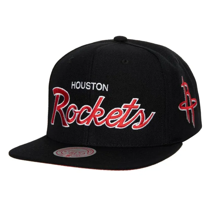 Mitchell and Ness Team Script 20 Snapback Houston Rockets Men Hats and Headwear Mitchell and Ness Team Script 20 Snapback Houston Rockets Men Hats and Headwear
