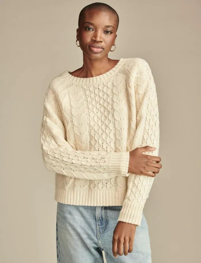 Mixed Cable Crew Pullover Sweater Tofu Women Lucky Brand Sweaters and Sweatshirts Mixed Cable Crew Pullover Sweater Tofu Women Lucky Brand Sweaters and Sweatshirts