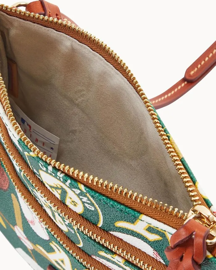 MLB Athletics North South Triple Zip Crossbody Athletics Women Dooney and Bourke Crossbodies