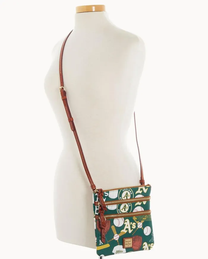 MLB Athletics North South Triple Zip Crossbody Athletics Women Dooney and Bourke Crossbodies