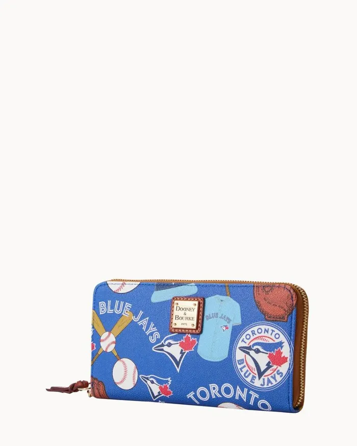 MLB Blue Jays Large Zip Around Wristlet Blue Jays Women Dooney and Bourke Wallets MLB Blue Jays Large Zip Around Wristlet Blue Jays Women Dooney and Bourke Wallets