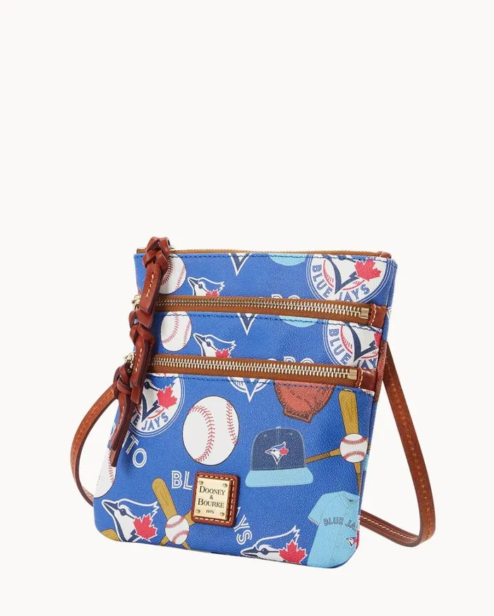 MLB Blue Jays North South Triple Zip Crossbody Blue Jays Women Dooney and Bourke Crossbodies