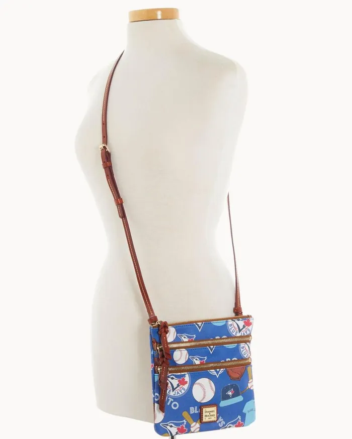 MLB Blue Jays North South Triple Zip Crossbody Blue Jays Women Dooney and Bourke Crossbodies
