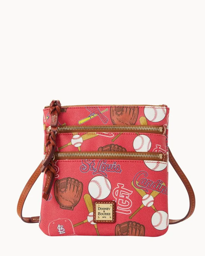 MLB Cardinals North South Triple Zip Crossbody Cardinals Women Dooney and Bourke Crossbodies MLB Cardinals North South Triple Zip Crossbody Cardinals Women Dooney and Bourke Crossbodies