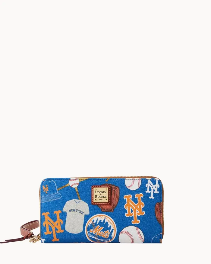 MLB Mets Large Zip Around Wristlet Mets Women Dooney and Bourke Wallets