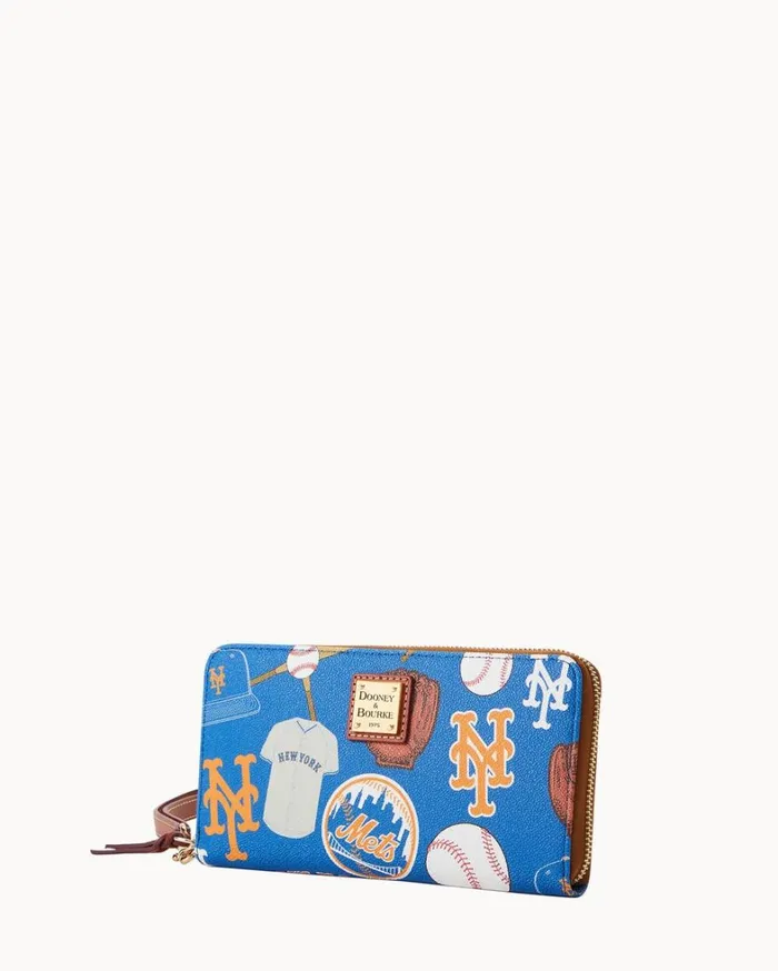 MLB Mets Large Zip Around Wristlet Mets Women Dooney and Bourke Wallets MLB Mets Large Zip Around Wristlet Mets Women Dooney and Bourke Wallets
