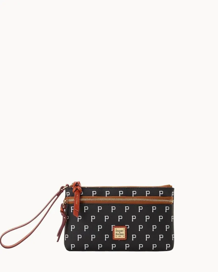 MLB Pirates Double Zip Wristlet Pirates Women Dooney and Bourke Wallets