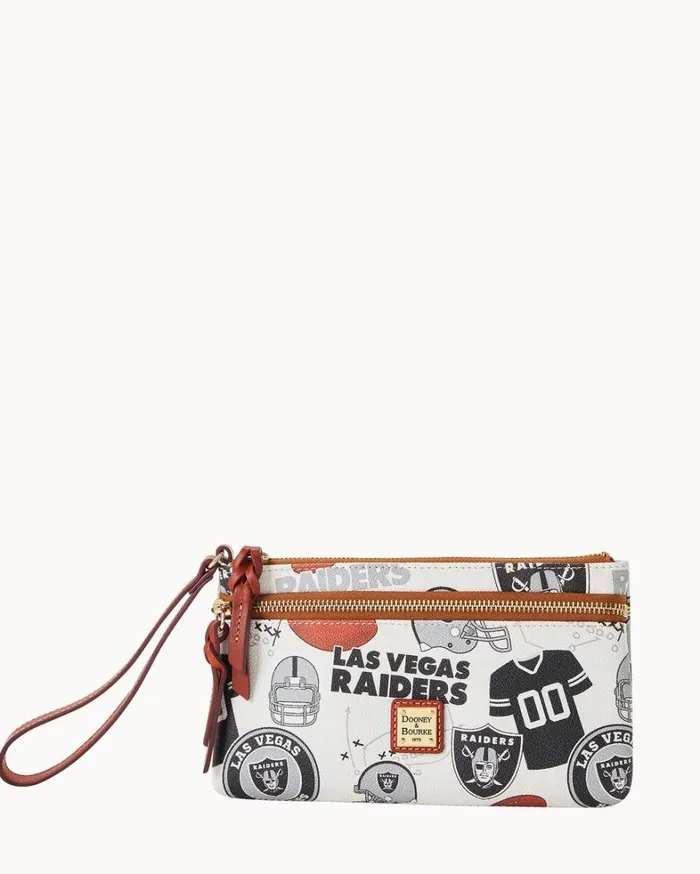 NFL Raiders Double Zip Wristlet Las Vegas Raiders Women Dooney and Bourke Wallets