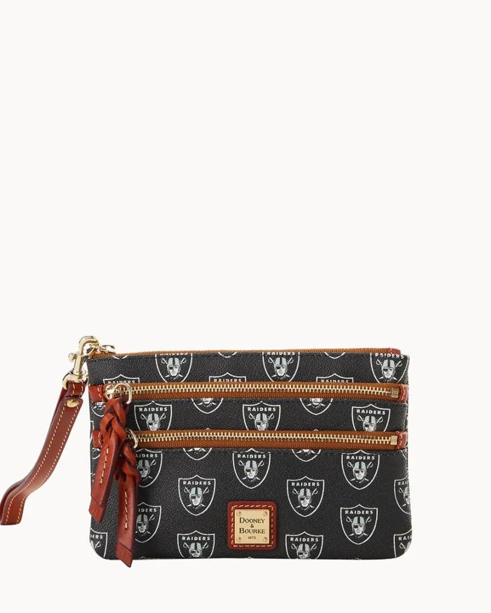 NFL Raiders Triple Zip Wristlet Bills Women Dooney and Bourke Wallets