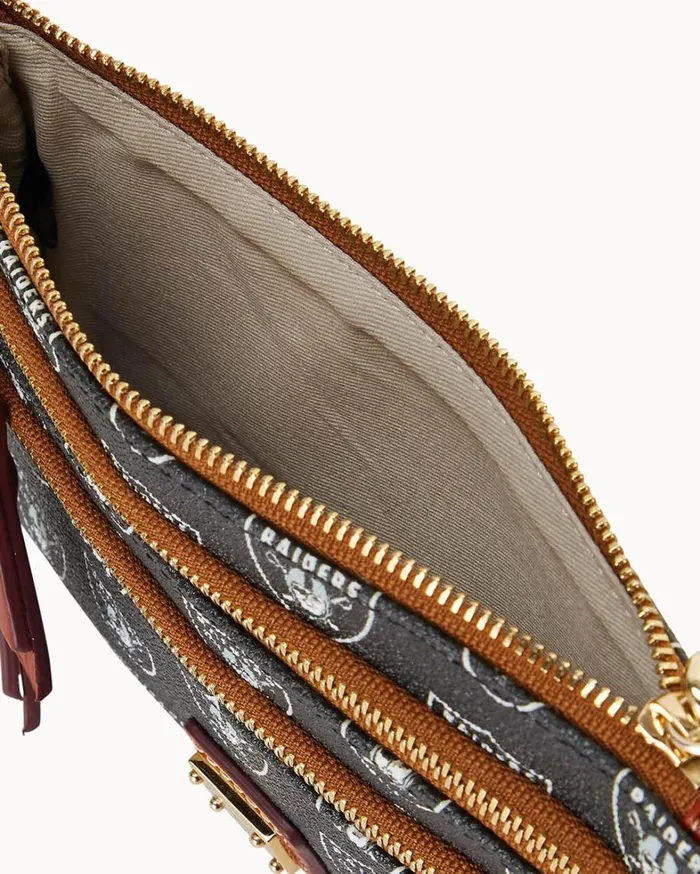 NFL Raiders Triple Zip Wristlet Bills Women Dooney and Bourke Wallets NFL Raiders Triple Zip Wristlet Bills Women Dooney and Bourke Wallets