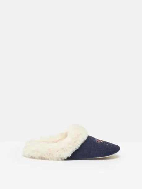 Nightwear Women Joules Navy Blue Horse Embroided Slippers