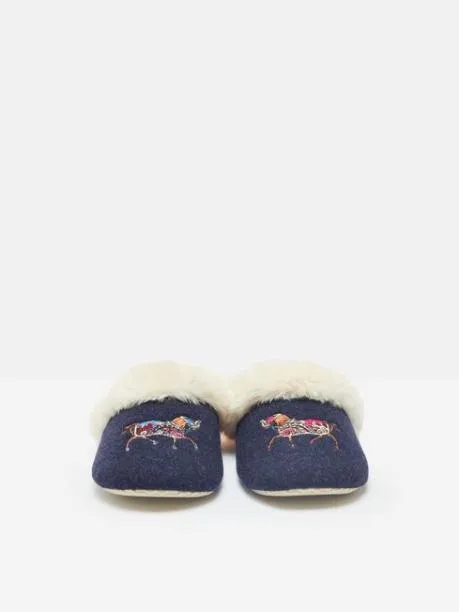 Nightwear Women Joules Navy Blue Horse Embroided Slippers