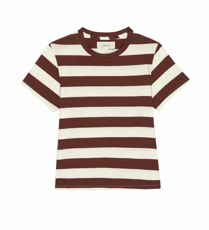 Novelty Tees and Sweats Women The Great The Little Tee Novelty Cognac Stripe Novelty Tees and Sweats Women The Great The Little Tee Novelty Cognac Stripe