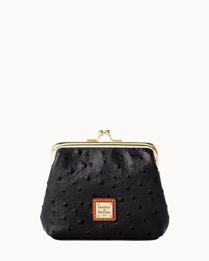 Ostrich Large Frame Purse Black Women Dooney and Bourke Wallets