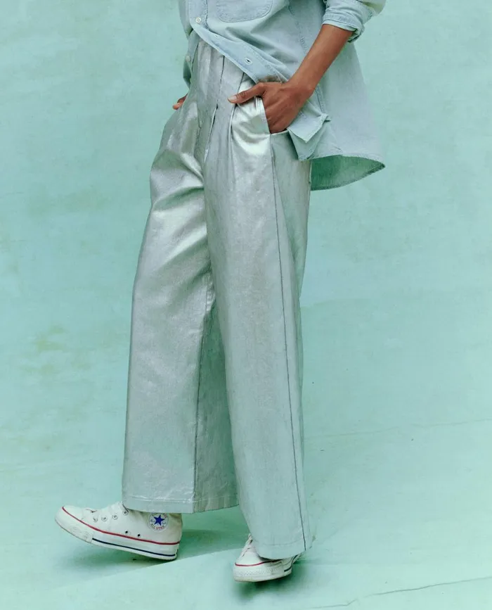 Pants Women The Great The Sculpted Trouser Silver Pants Women The Great The Sculpted Trouser Silver