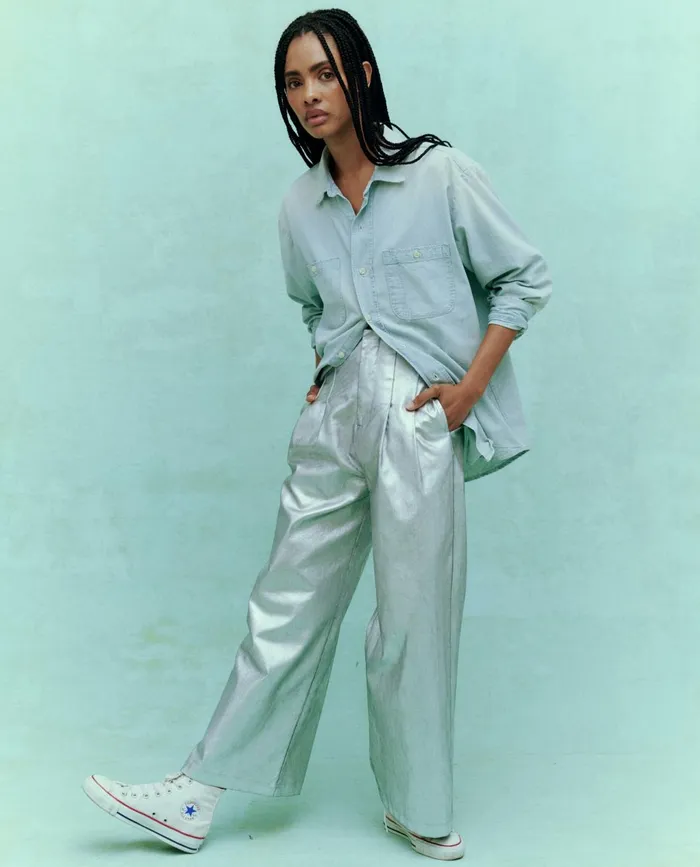 Pants Women The Great The Sculpted Trouser Silver Pants Women The Great The Sculpted Trouser Silver