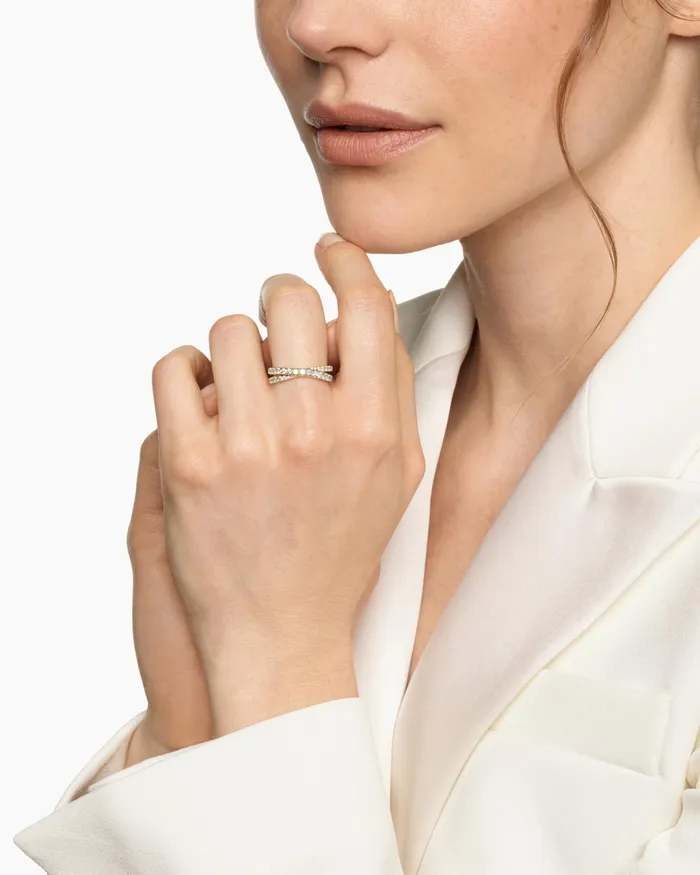 Pav Crossover Ring In 18K Yellow Gold With Diamonds 6mm Women David Yurman Band Pav Crossover Ring In 18K Yellow Gold With Diamonds 6mm Women David Yurman Band