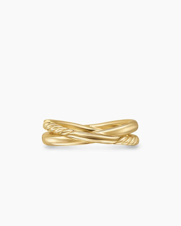 Pav Crossover Ring In 18K Yellow Gold With Diamonds 6mm Women David Yurman Band Pav Crossover Ring In 18K Yellow Gold With Diamonds 6mm Women David Yurman Band