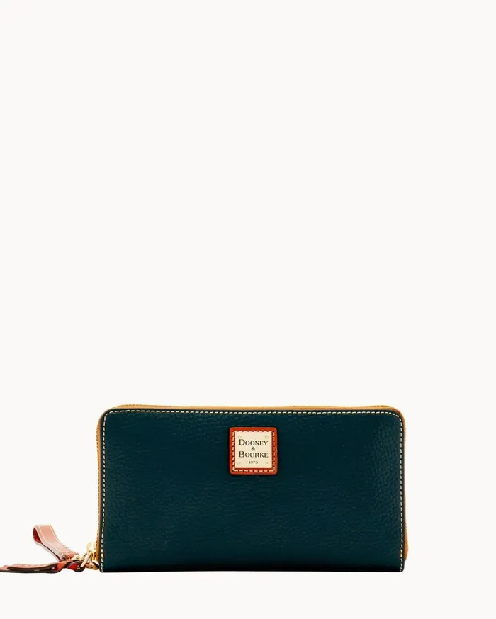 Pebble Grain Large Zip Around Wristlet Black Women Dooney and Bourke Wallets