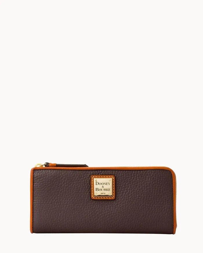 Pebble Grain Zip Clutch Brown Tmoro Women Dooney and Bourke Wallets