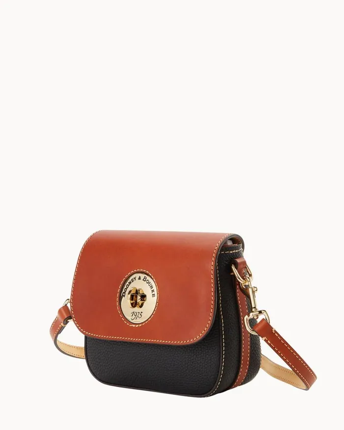 Pebble Turnlock Flap Saddle Black Women Dooney and Bourke Crossbodies Pebble Turnlock Flap Saddle Black Women Dooney and Bourke Crossbodies