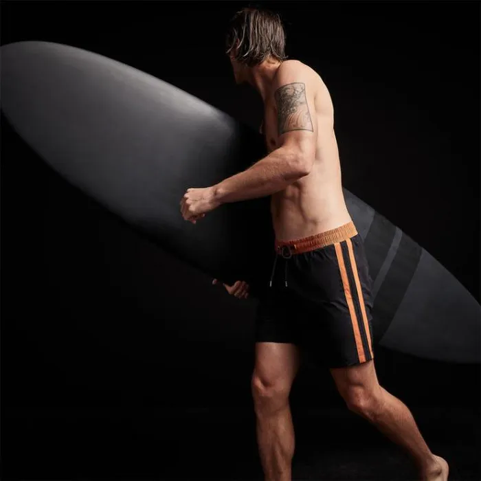 Performance Swim Men James Perse YOSEMITE Double Stripe Swim Short Blackburma Performance Swim Men James Perse YOSEMITE Double Stripe Swim Short Blackburma