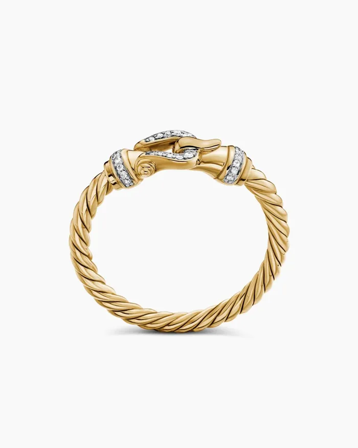 Petite Buckle Ring In 18K Yellow Gold With Diamonds 2mm Women David Yurman Petite Petite Buckle Ring In 18K Yellow Gold With Diamonds 2mm Women David Yurman Petite