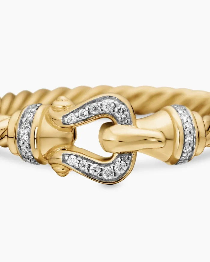Petite Buckle Ring In 18K Yellow Gold With Diamonds 2mm Women David Yurman Petite Petite Buckle Ring In 18K Yellow Gold With Diamonds 2mm Women David Yurman Petite
