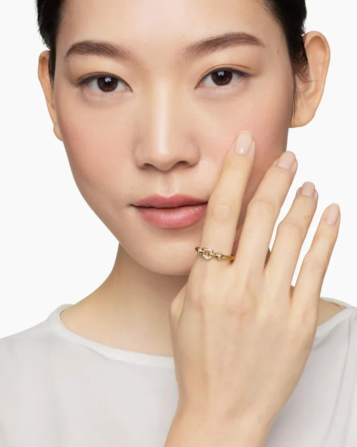 Petite Buckle Ring In 18K Yellow Gold With Diamonds 2mm Women David Yurman Petite Petite Buckle Ring In 18K Yellow Gold With Diamonds 2mm Women David Yurman Petite