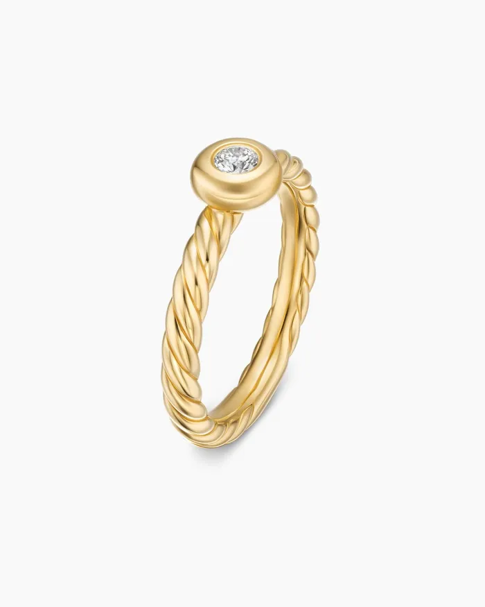 Petite Cable Ring In 18K Yellow Gold With Center Diamond 28mm Women David Yurman Petite Petite Cable Ring In 18K Yellow Gold With Center Diamond 28mm Women David Yurman Petite