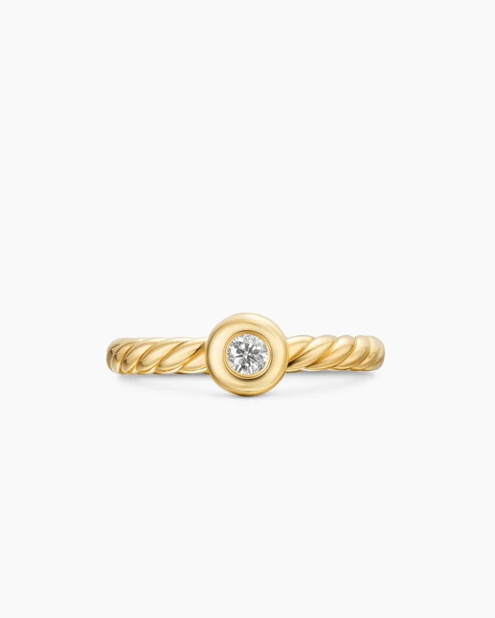 Petite Cable Ring In 18K Yellow Gold With Center Diamond 28mm Women David Yurman Petite Petite Cable Ring In 18K Yellow Gold With Center Diamond 28mm Women David Yurman Petite