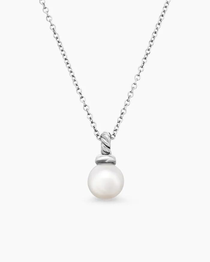 Petite Solari Pendant Necklace In 18K White Gold With Pearl And Diamonds 6mm Women David Yurman Pearl Petite Solari Pendant Necklace In 18K White Gold With Pearl And Diamonds 6mm Women David Yurman Pearl