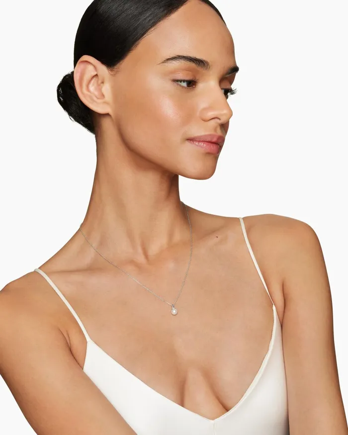 Petite Solari Pendant Necklace In 18K White Gold With Pearl And Diamonds 6mm Women David Yurman Pearl Petite Solari Pendant Necklace In 18K White Gold With Pearl And Diamonds 6mm Women David Yurman Pearl