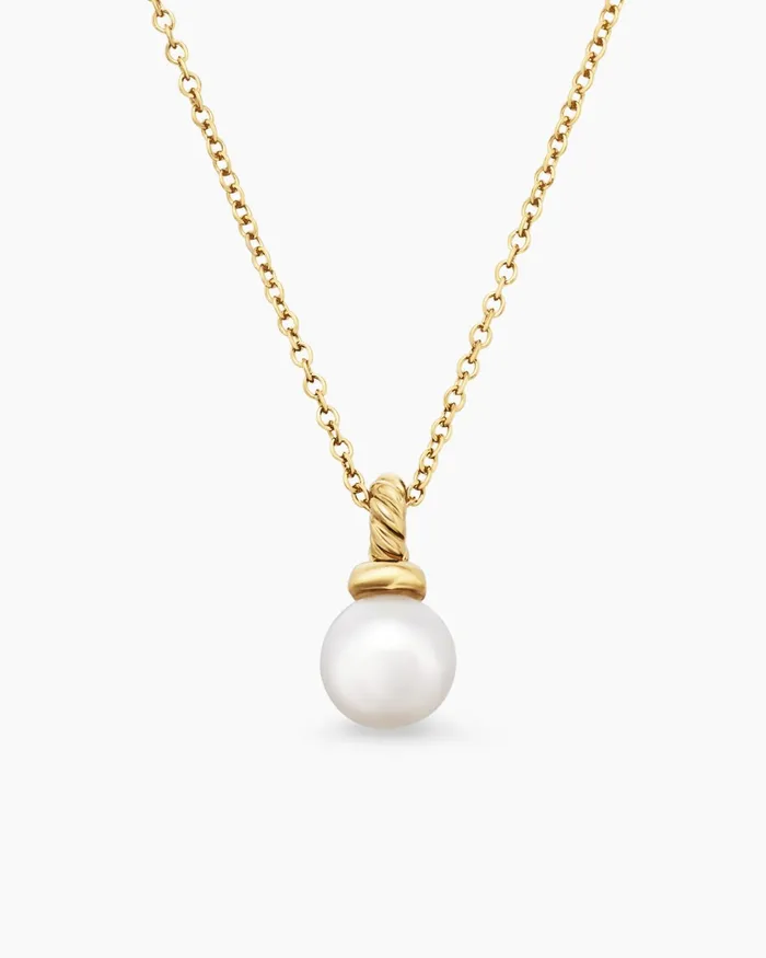 Petite Solari Pendant Necklace In 18K Yellow Gold With Pearl And Diamonds 6mm Women David Yurman Pearl Petite Solari Pendant Necklace In 18K Yellow Gold With Pearl And Diamonds 6mm Women David Yurman Pearl