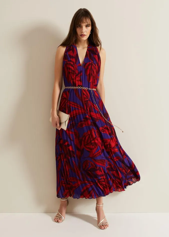 Phase Eight Dresses Adelaide Pleated Midaxi Dress Violet 8211 Women