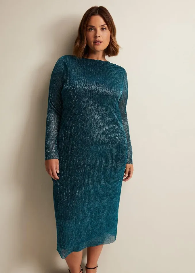 Phase Eight Dresses Alix Plisse Dress Blue 8211 Women