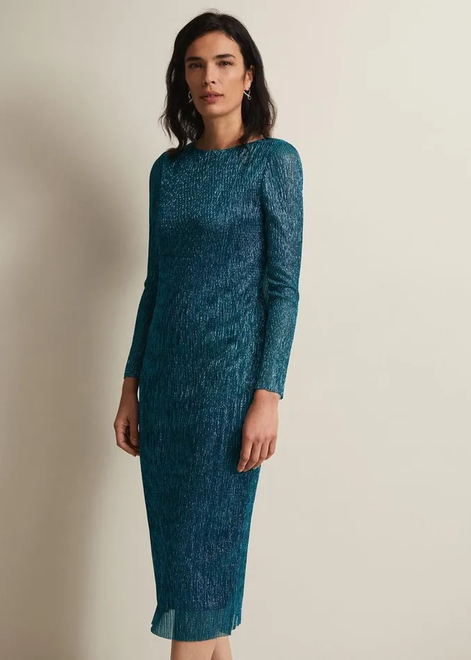 Phase Eight Dresses Alix Plisse Dress Blue 8211 Women