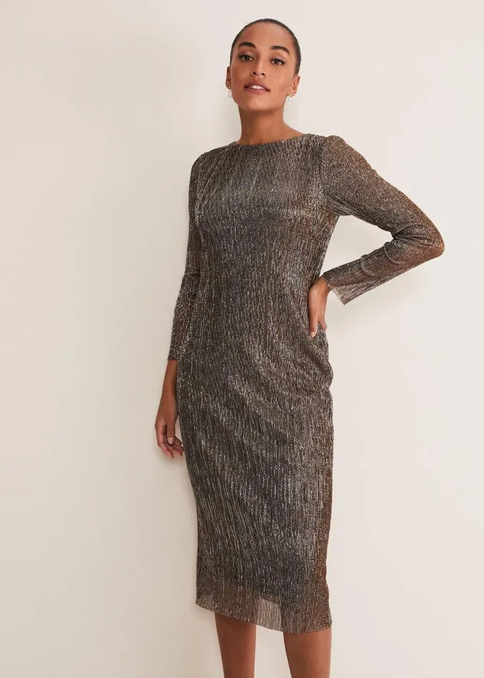 Phase Eight Dresses Alix Plisse Dress Bronze 8211 Women