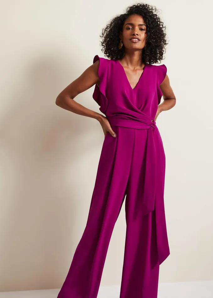 Phase Eight Dresses Ayla Magenta Ruffle Wrap Jumpsuit Magenta 8211 Women