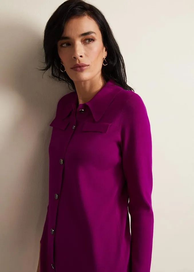 Phase Eight Dresses Azealia Fine Knit Collared Tunic Dress Purple 8211 Women Phase Eight Dresses Azealia Fine Knit Collared Tunic Dress Purple 8211 Women
