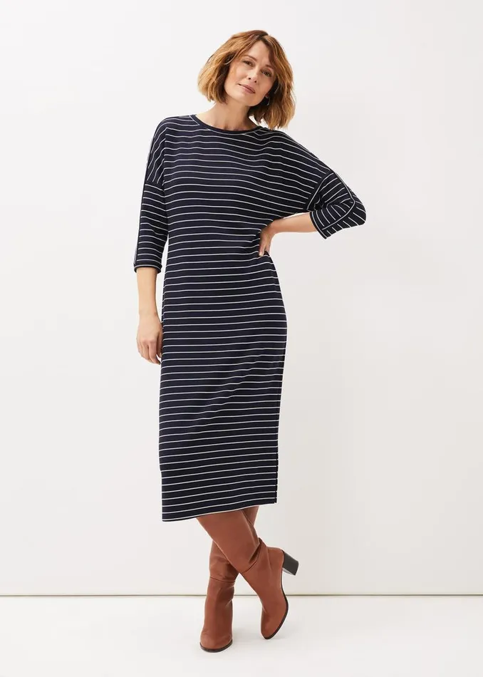 Phase Eight Dresses Cecile Stripe Midi Jersey Dress Navyivory 8211 Women