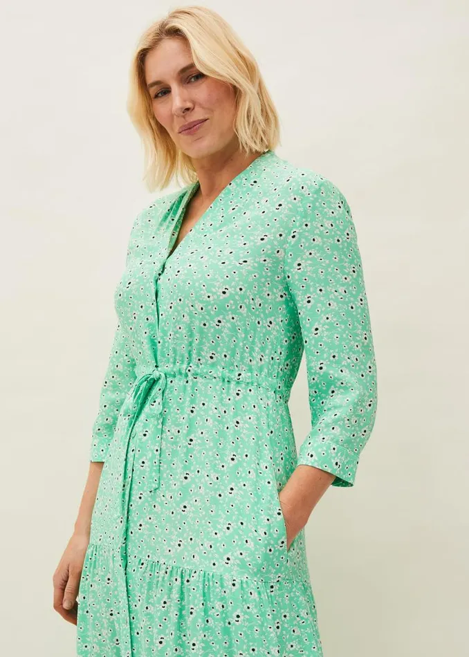 Phase Eight Dresses Diana Floral Midi Dress Green 8211 Women