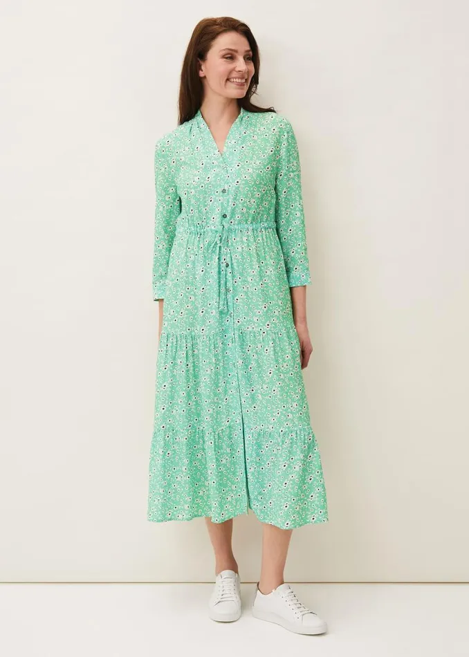 Phase Eight Dresses Diana Floral Midi Dress Green 8211 Women